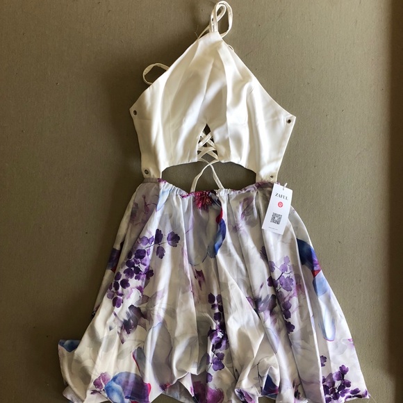 Zaful Criss Cross Backless Floral Dress - Picture 3 of 8